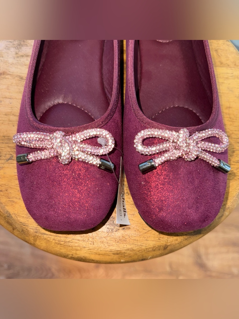 Kenneth Cole Reaction Elstree Jewel Ballet Flats Women 7 Burgundy Rhinestone NWT - Picture 6 of 16
